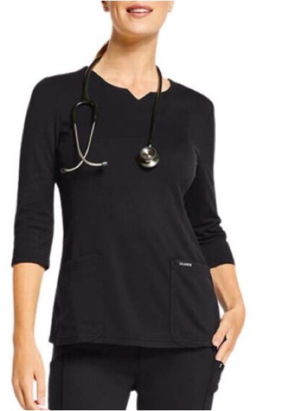 Jaanuu 3/4 Sleeve V-Neck black Top size large